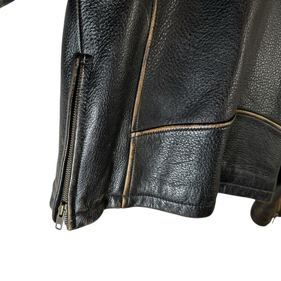 VTG 90s Wilsons M Julian Distressed Cafe Racer Leather Moto Jacket Dark Brown L - Picture 7 of 16